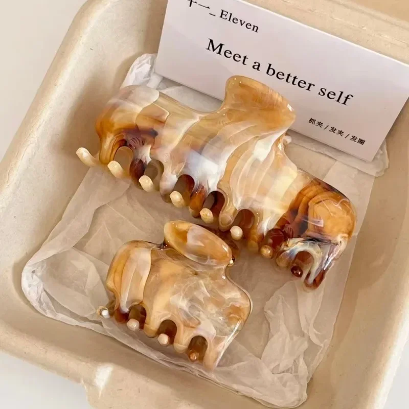 Vintage Wash Hair Claw Women Classic Pattern Elegant Claw Clip Daily Trendy Hair Accessories