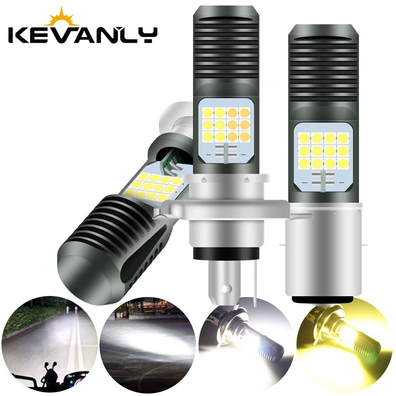 

1pcs Daul Color H4 LED Headlights P15d LED Bulb BA20d LED Spotlight for Motorcycle 3030 24SMD CANBUS Moto Headlight Fog Lamp