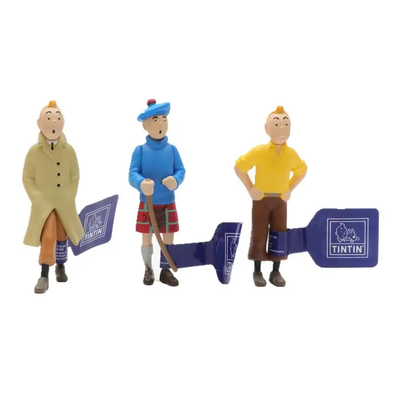 Les Aventures de Tintin et Milou 6 Pcs/Set 7.5-9cm Figure Tintin Archibald Haddock Model Ornaments Anime Doll Toy Gifts