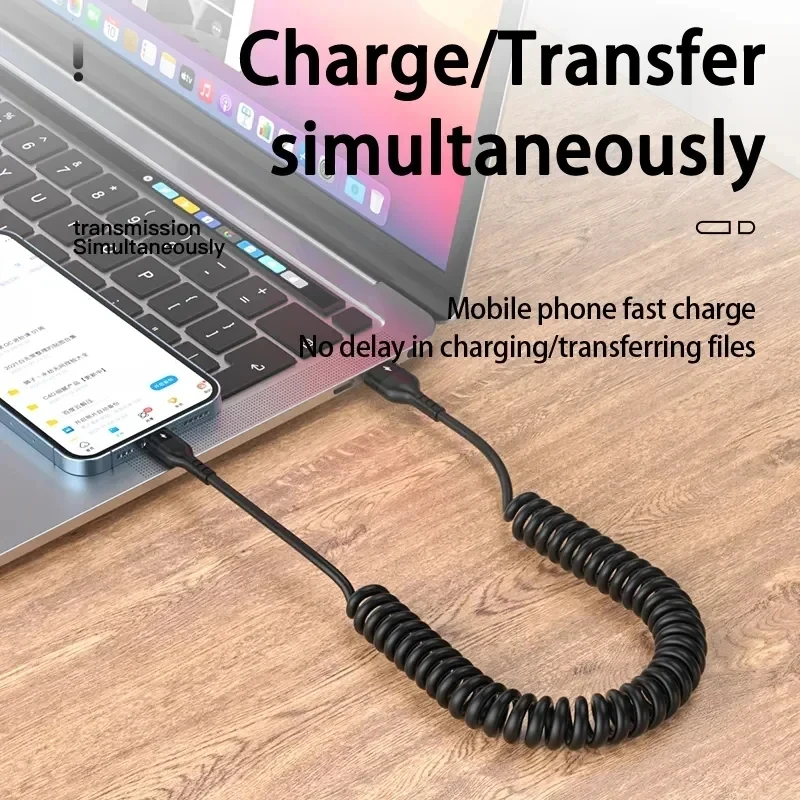 PD 27W 5A Car Spring Stretch Fast Charging Cable For Apple iPhone 14 11 12 13 Pro Max 7 8 14 Plus X XR XS Data Cable Accessories image 5