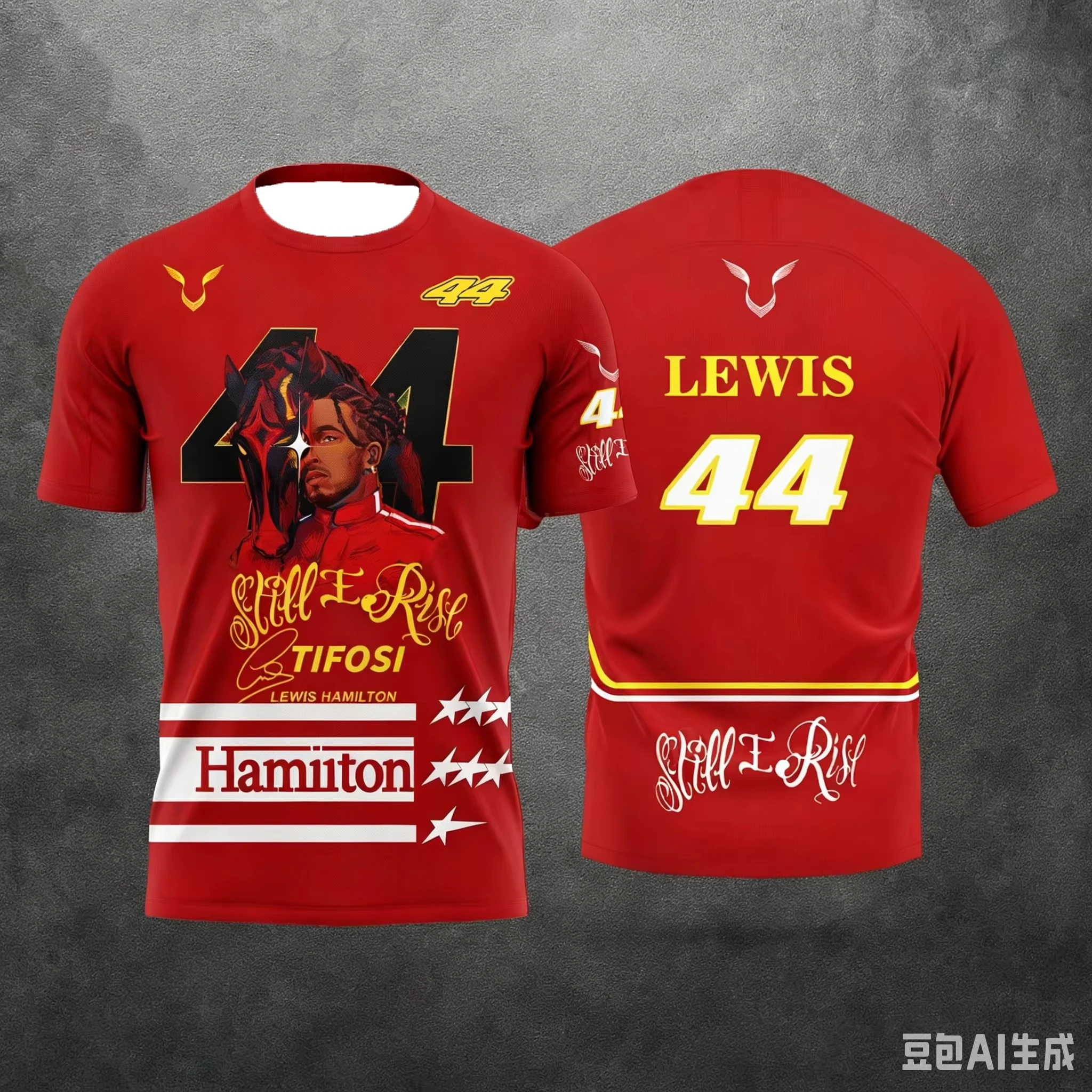 Summer 26 Men's Lewis Hamilton #44 Still I Rise Graphic Short Sleeve Jersey Quick Dry Breathable Racing Cycling T-Shirt for Fans