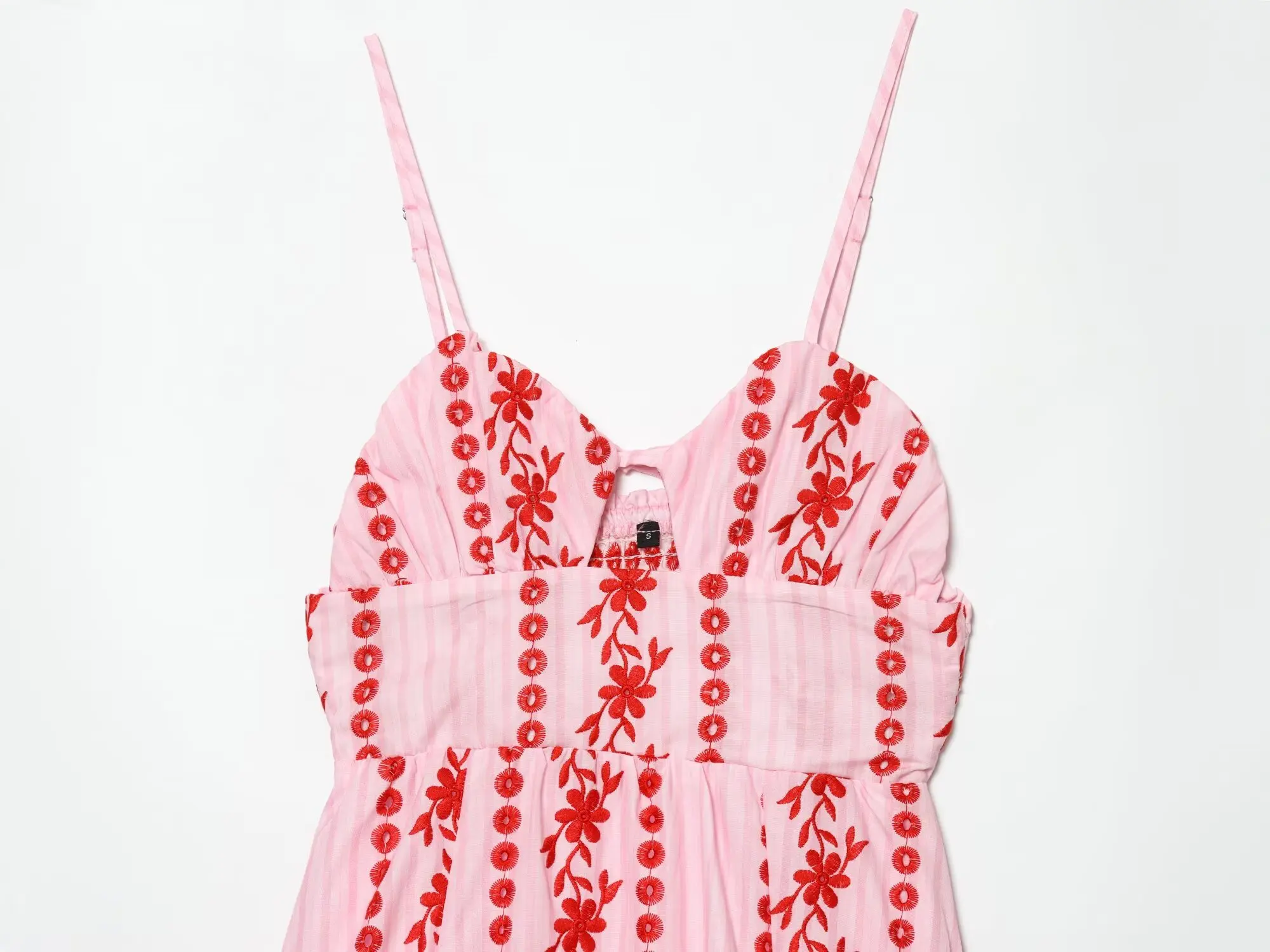 KONDALA Embroidery Pink Sexy Hollowed Out Vintage Midi Woman Cami Summer Dress Fashion 2026 Lace-up Dress Holiday Beach Vestidos