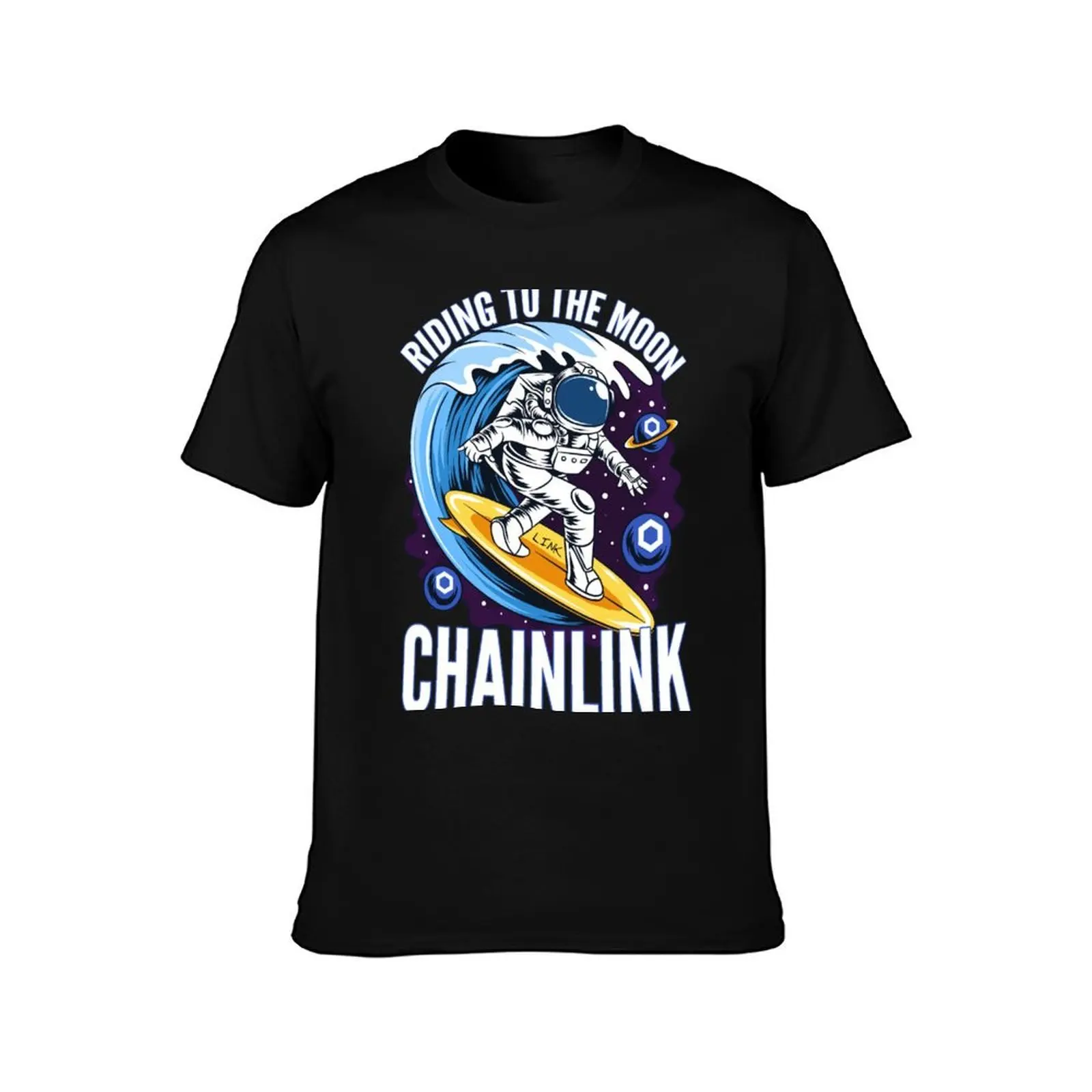 Riding to the Moon Chainlink LINK Crypto T-Shirt Plus Size Loose Fit T-Shirt