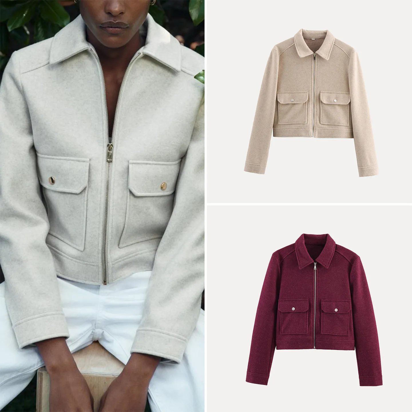 Slimming Casual Summer Jacket Women's Short Coat Long Sleeve Zipper Six Colors Fashionable Outerwear Commute Style ZADATA