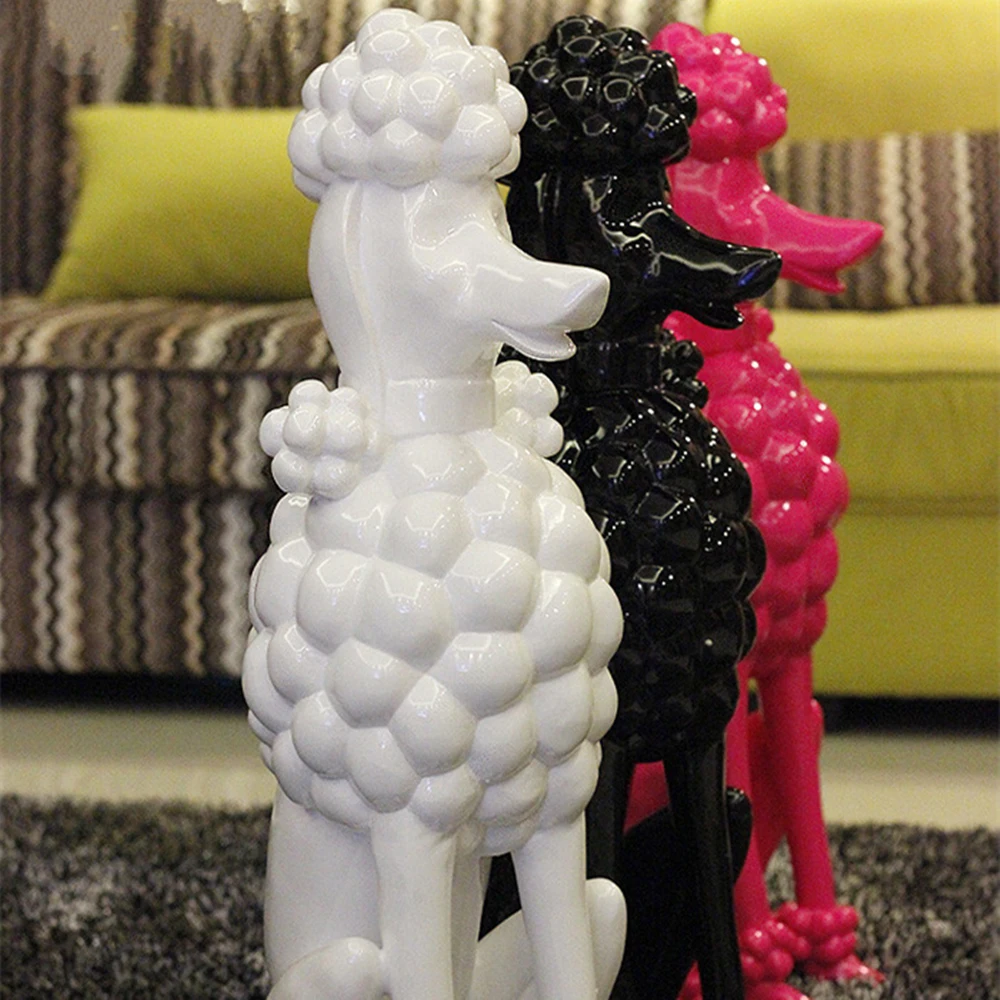 New Highlight Tricolor Resin Poodle European Modern High-end Club Home Fashion AccessoriesRresin Ornaments, Best Gift