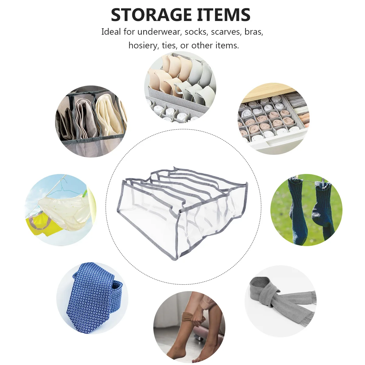

Underwear Box Storage Closet Organizer Bra Socks Case Breathable Multi Compartments Large Capacity