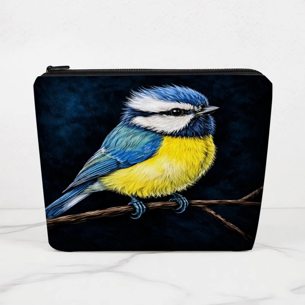 Blue Bird On Branch Pattern Makeup Bags for Girls Cosmetic Pouch Toiletry Bag Pencil Case Travel Storage