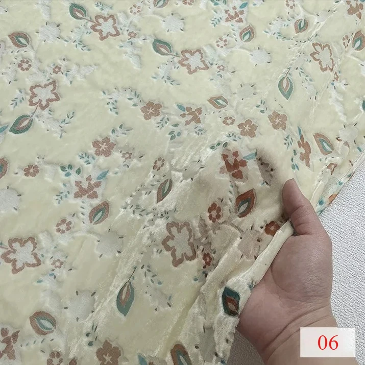 50 Designs Jacquard Hollow Out Floral Velvet Silk Fabric Burnt-out MulberrySilk DIY Dress