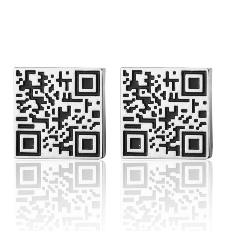 Men's French shirt cufflinks made of copper material fashionable QR code design high-quality French cuffbutton