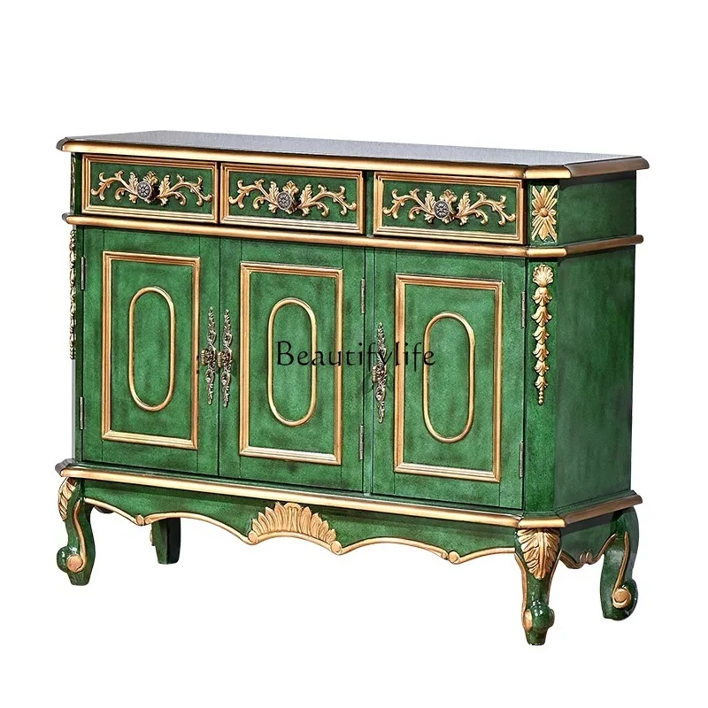 

3American rural entrance cabinet integrated storage large capacity storage light luxury thin home partition side cabinet