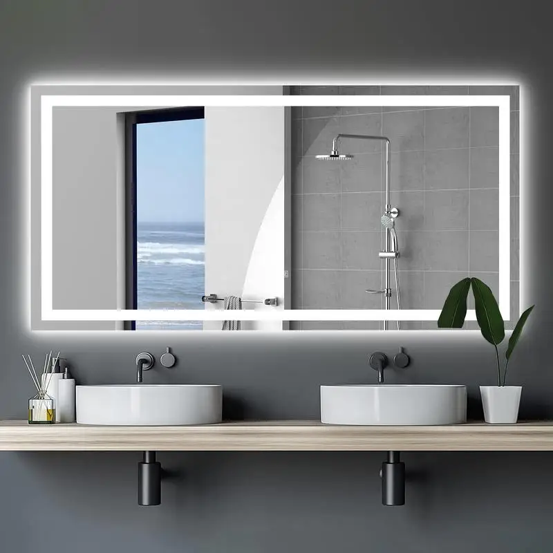 

72"x36" LED Bath Mirror with Anti-Fog & Touch Sensor - Modern Frameless Lighted Wall Mirror for Vanity, Shower, or Dressing