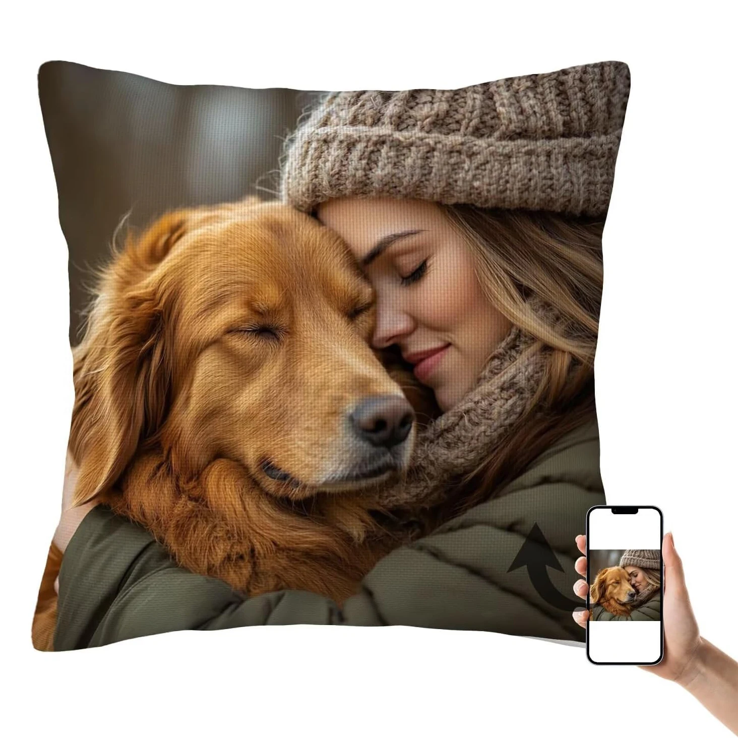 

Custom Golden Retriever Pillow with Photo and Name Personalized Memorial Gift for Dog Lovers Home Decor for Sofa Bedroom Nursery
