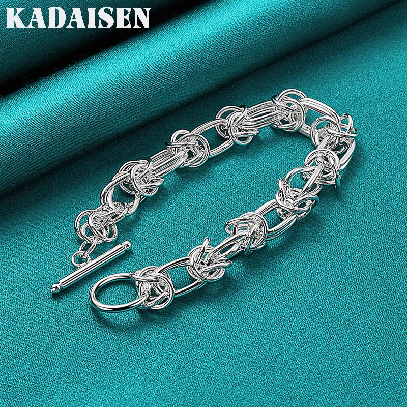 925 Sterling Silver Double Ring Chain Bracelet For Women Wedding Party Fashion Charm Jewelry