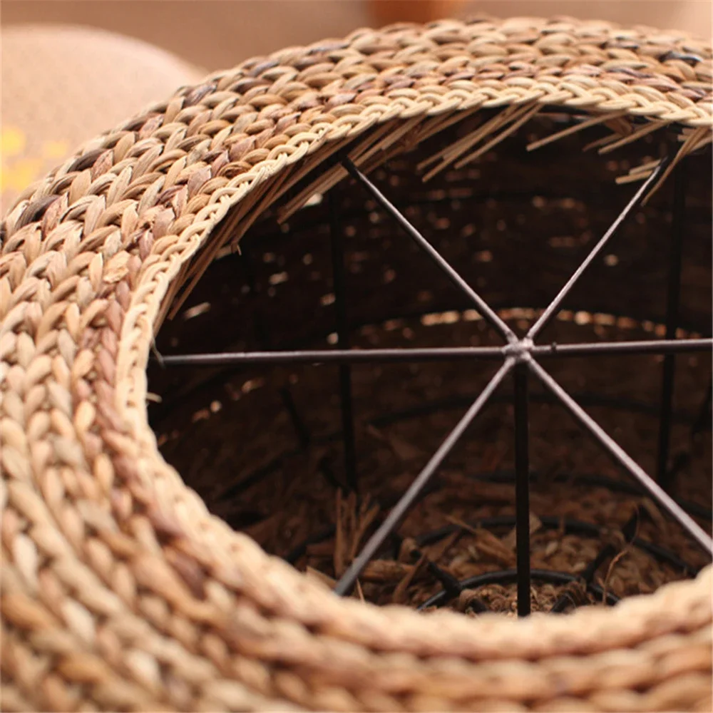 Japanese Style Thicken Futon Cushion Tatami Rattan Round Yoga Cushion Natural Straw Woven  Room Cushion Home Decor JJ400