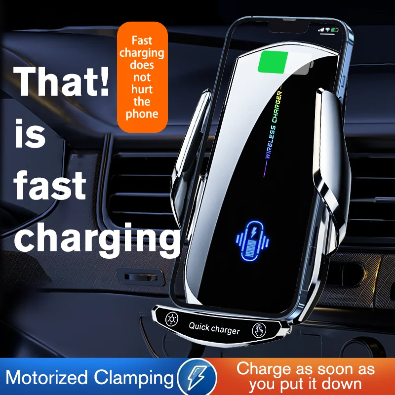

Car Phone Holder 15W Fast Charging Wireless Charger Infrared Induction for All Cell Phones Andorid Uneversal Car Phone Stand