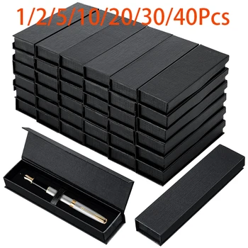 1-40 Stück Luxus schwarzer Schmuck Kugelschreiber Geschenk box mit Kissen Bleistift boxen leere Fall Sammlung für Geschäfts geburtstag