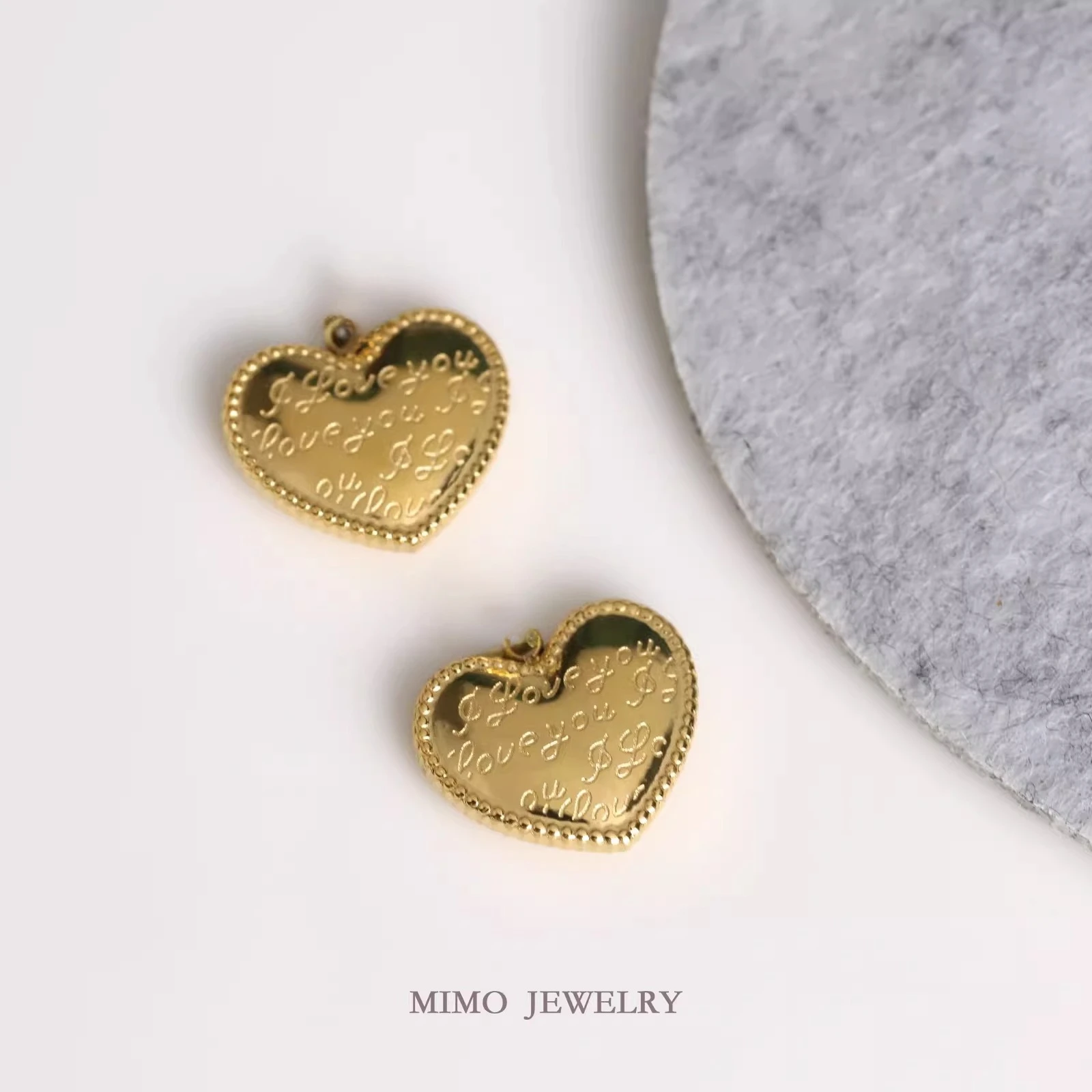 Titanium Steel Gold-plated Peach Heart Love Shaped Lettering Charms Pendant For Jewelry Making DIY Bracelet Accessories Findings