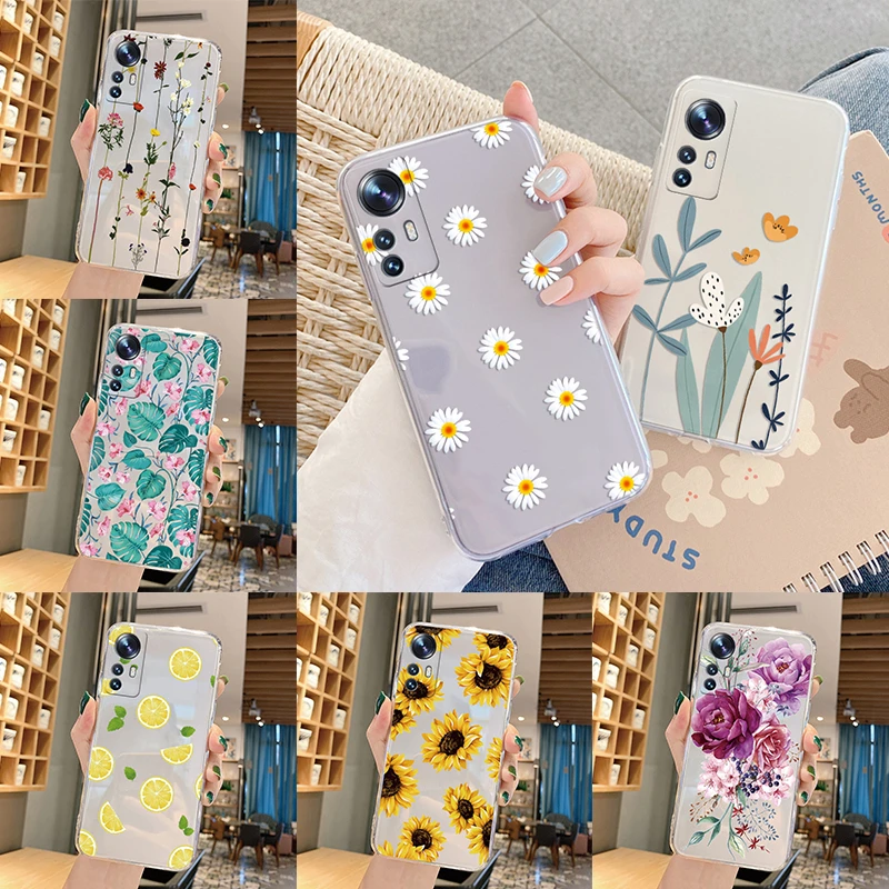 สําหรับ Xiaomi 12 5G 12S กรณีน่ารักดอกไม้แคคตัสทาสีฝาครอบ Fundas ซิลิโคนนุ่มสําหรับ Xiaomi 12 Lite 12X Mi 12 กันชน