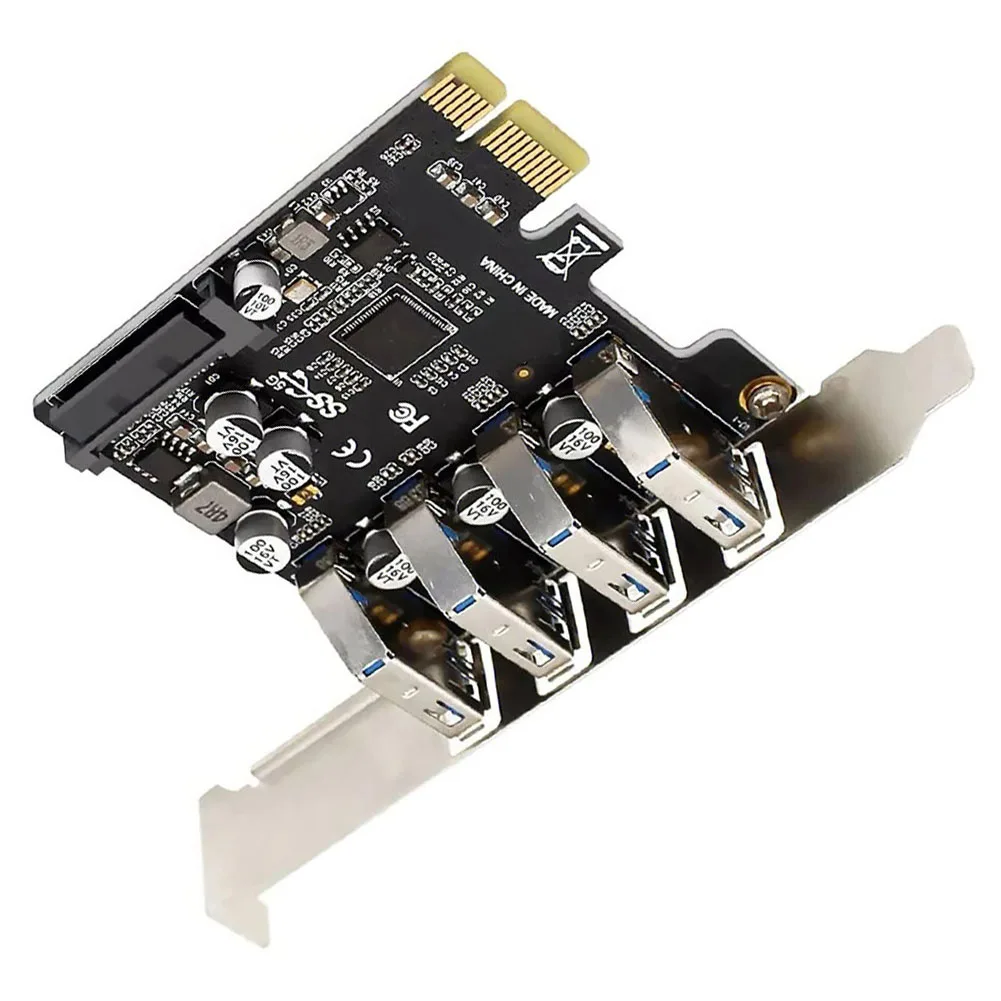 4 Port USB 3.0 PCI Express Expansion Card With For SATA Power For PC Desktop Computer For PCIe To USB Hub Adapter 5Gbps High