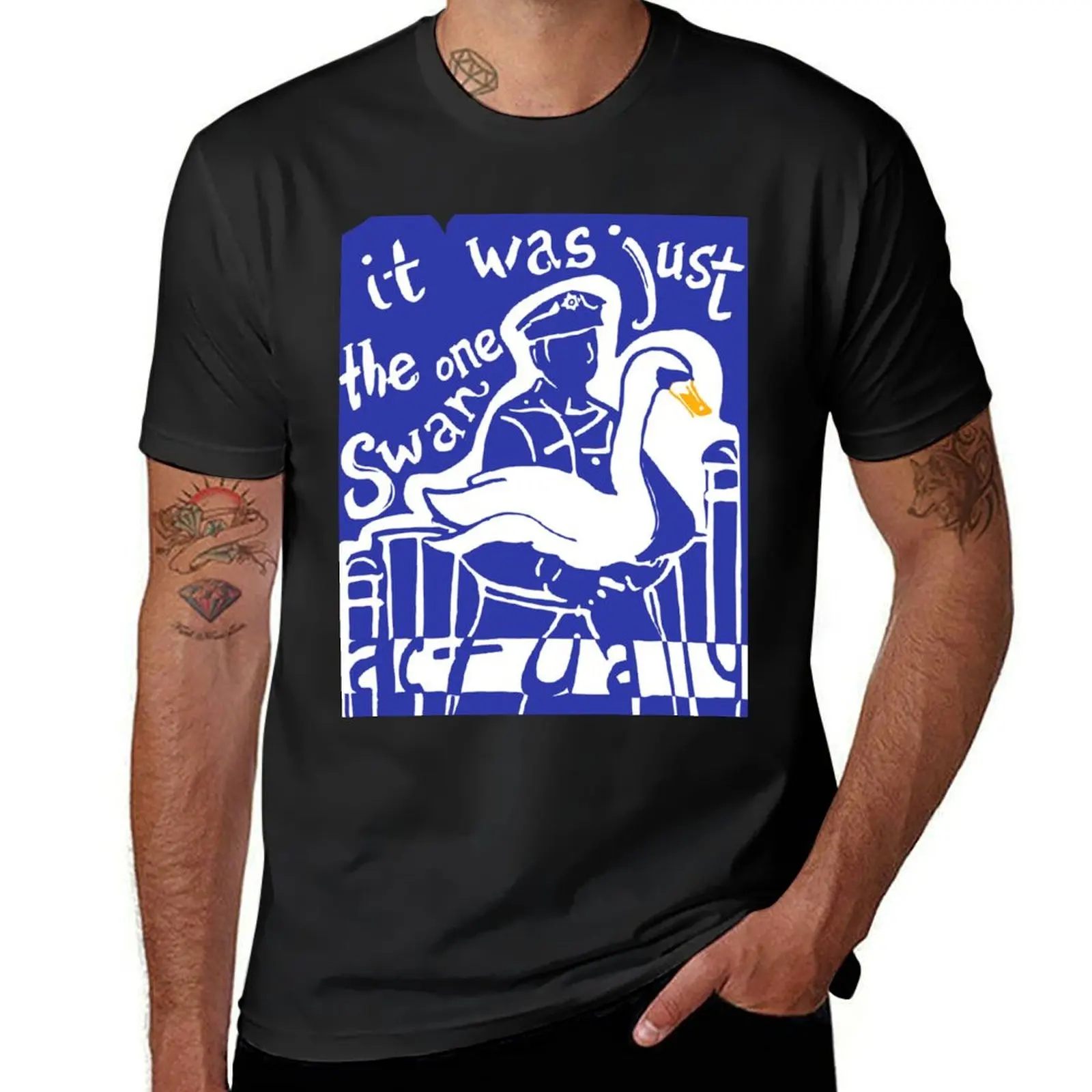 

Hot Fuzz Swan T-Shirt anime clothes graphics plus size tops T-shirt men