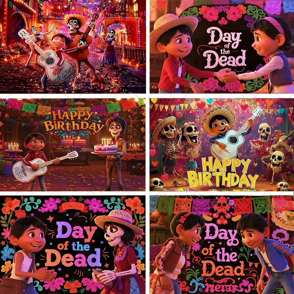 

Disney Coco Theme Kids Birthday Party Decoration Backdrop Props Baby Baptism supplies Photography Background Photo Banner Gifts