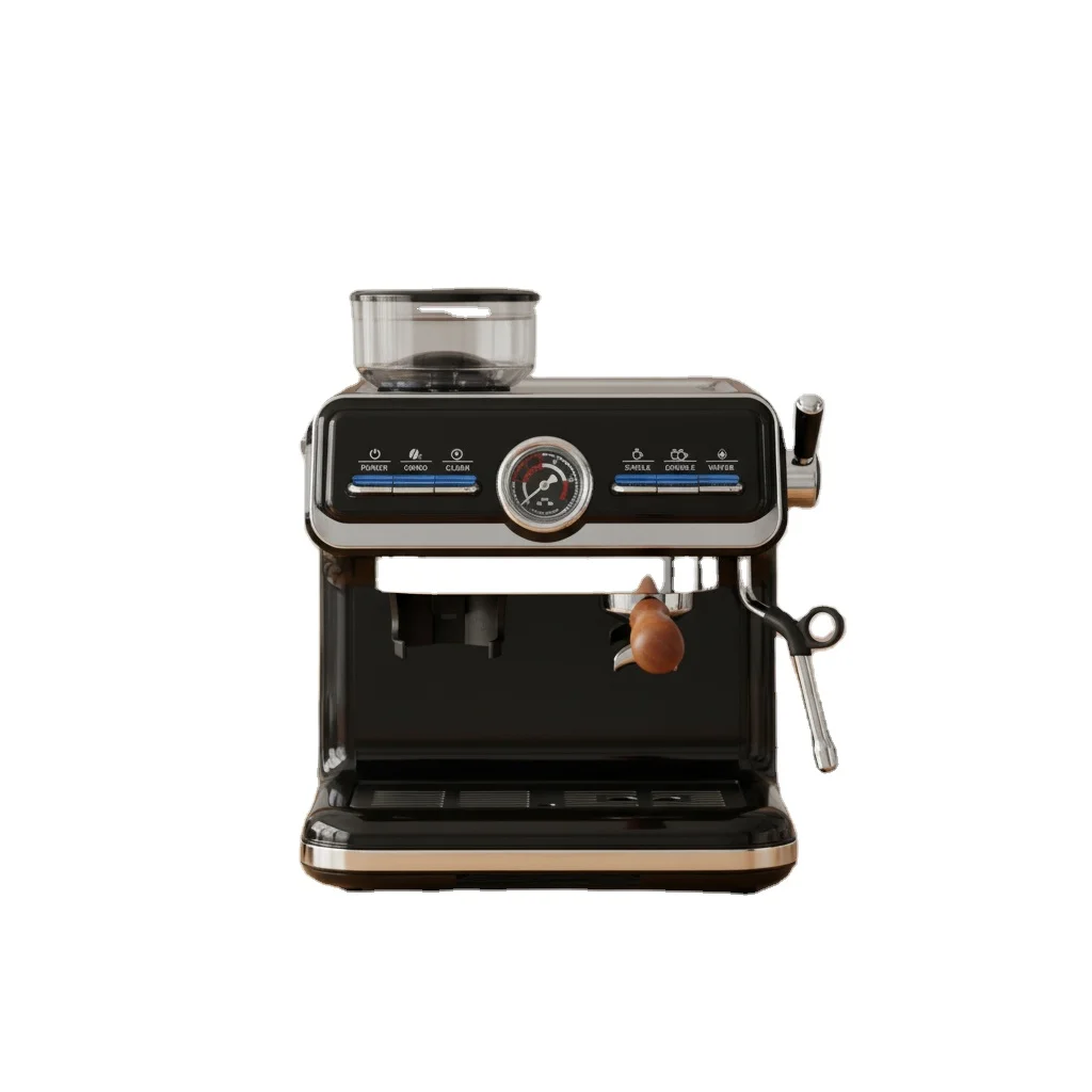 Multifunctional Semi-Automatic Electric Coffee Machine Temperature Control Bean Grinding Milk Frother Portable Espresso Hotel