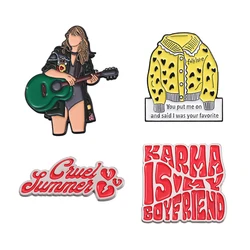 Female Singer Enamel Pins Lyrics Metal Brooches Fashion Lapel Badge Backpack Clothes Jewelry Gift for Fans friends