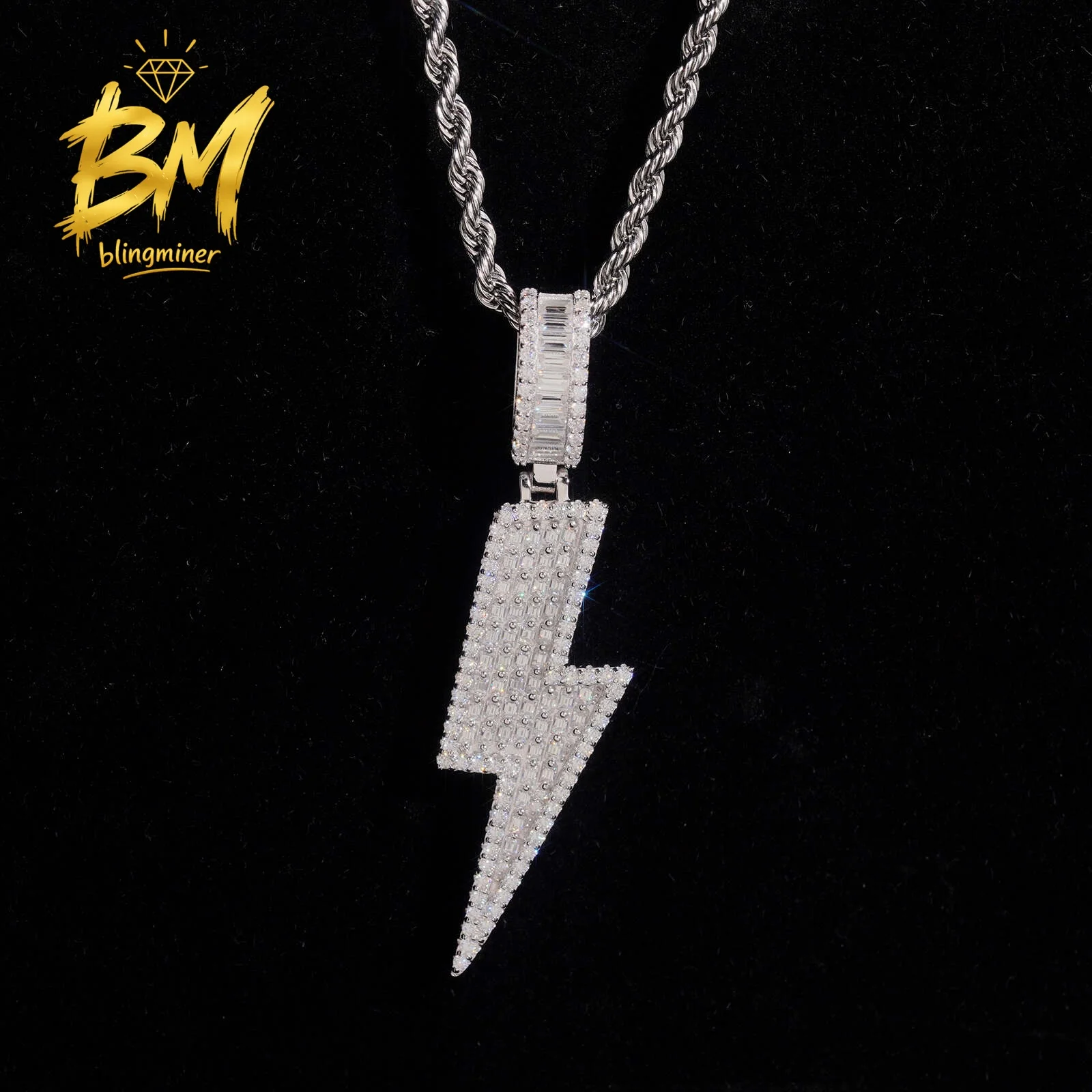Blingminer Hot Sale Solid VVS Moissanite Pendant For Men Women S925 Silver Pendants Jewelry Pass Diamonds Tester GRA Free Shippi