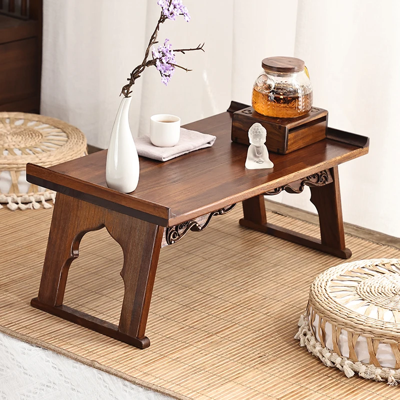 Foldable Wooden Tatami Bed Bay Window Coffee Table Window Seat Desk Balcony Tea Table Wooden Window