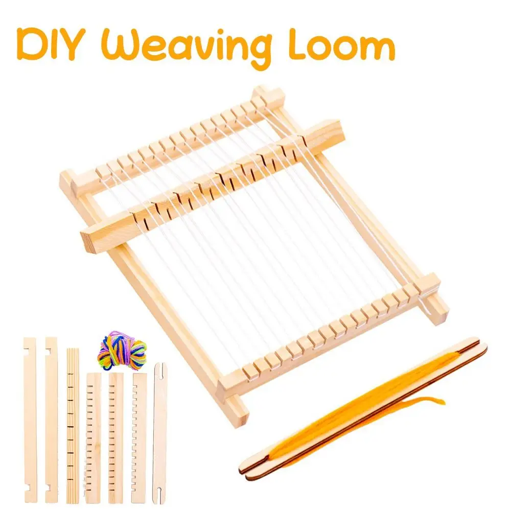 Creative DIY Weaving Loom Mini Handmade Yarn Weaving Loom Frame Kit Knitting Machine Woven Set Wooden Spinning Wheel Kids
