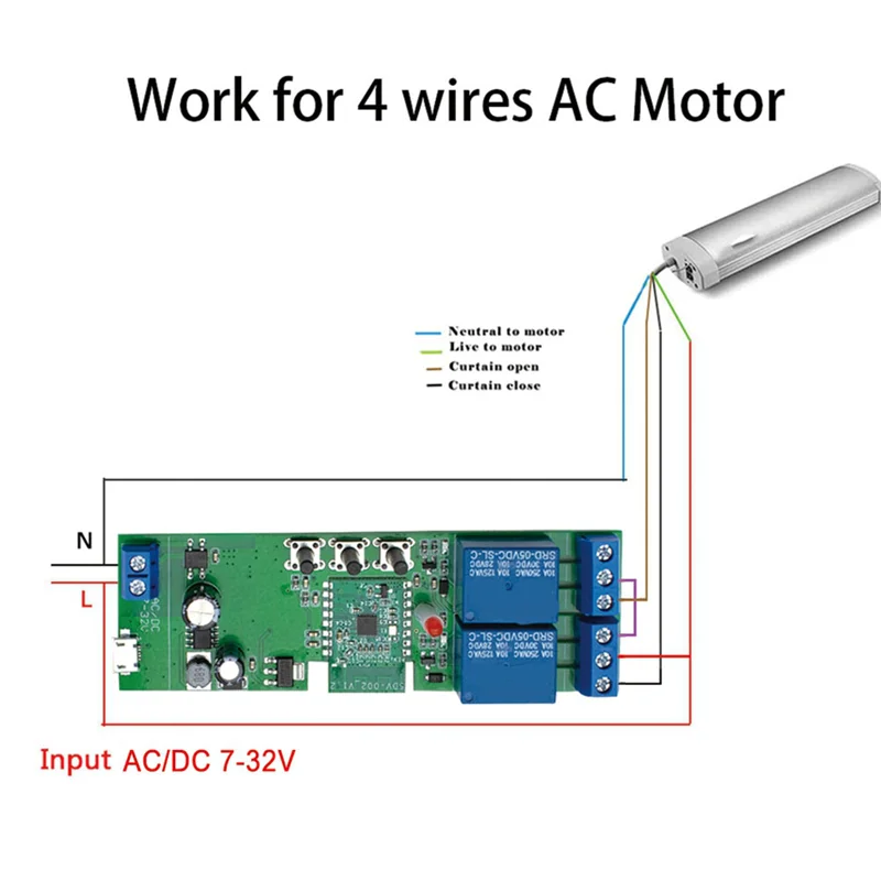 ABGN Ewelink 2 ช่อง Wifi Electric Linear Actuator Motor Controller 12V 24V 110V 220V 2CH รีเลย์ขัดขวาง