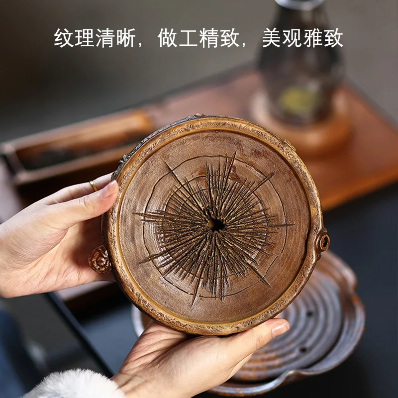 Zisha pot mat, wooden stake, dry brewing table, tea pet ornament can be raised, simulated wood grain stump , tea tray, coaster
