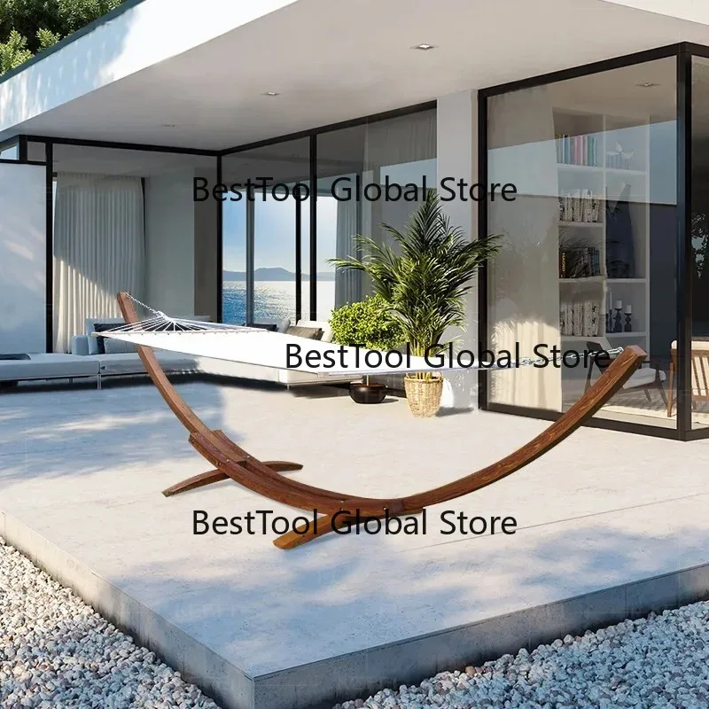 Outdoor Outdoor Solid Wood Canvas Hammock Outdoor Garden Patio Leisure Swing Balcony Home Cradle Hanging Basket