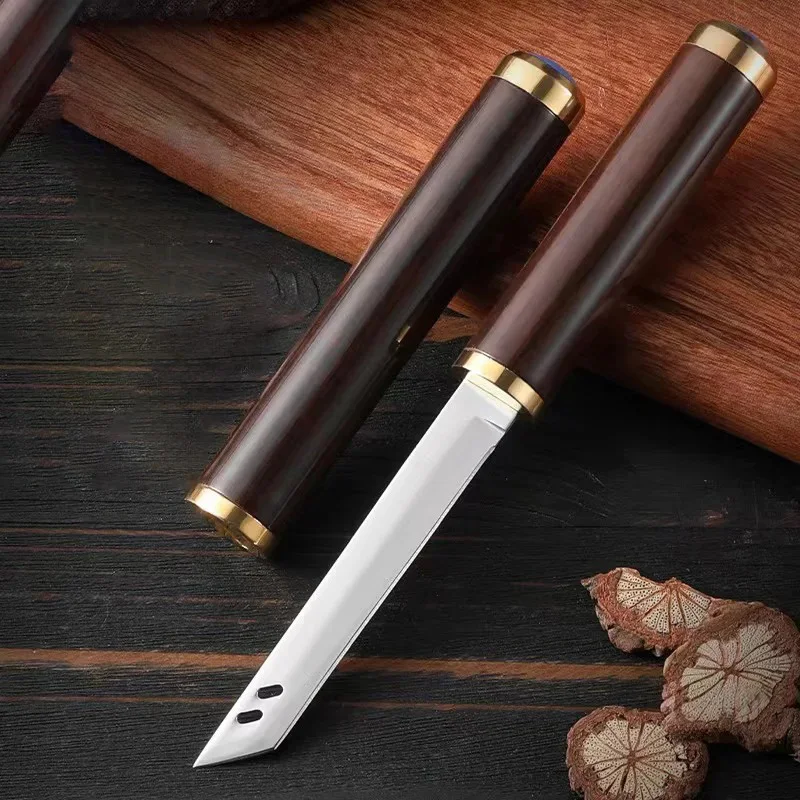 1pc Stainless steel sharp fruit knife, portable EDC pocket knife, multi-purpose steak knife and cutting knife, BBQ knife