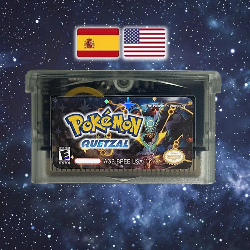 esp-usa版-rtcフラッシュカート-ポケモン-ケツァル-gbaゲームカートリッジ-ビデオゲームコンソールカード-ロムハック-スペイン語-英語対応