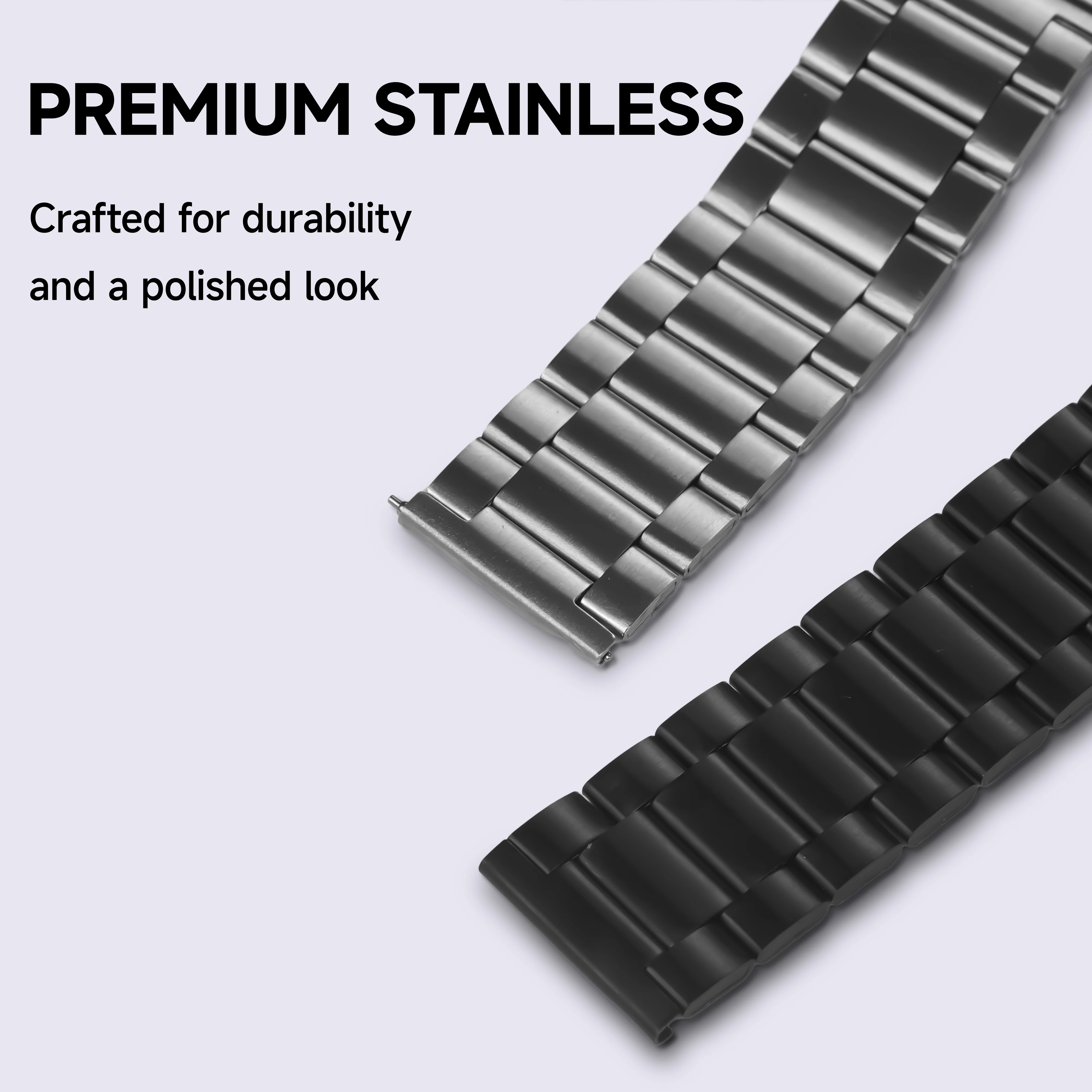 Steel Strap Metal Watch Band 22mm Stainless Wristband Link Bracelet Ultra Watchband for Multiple Watch