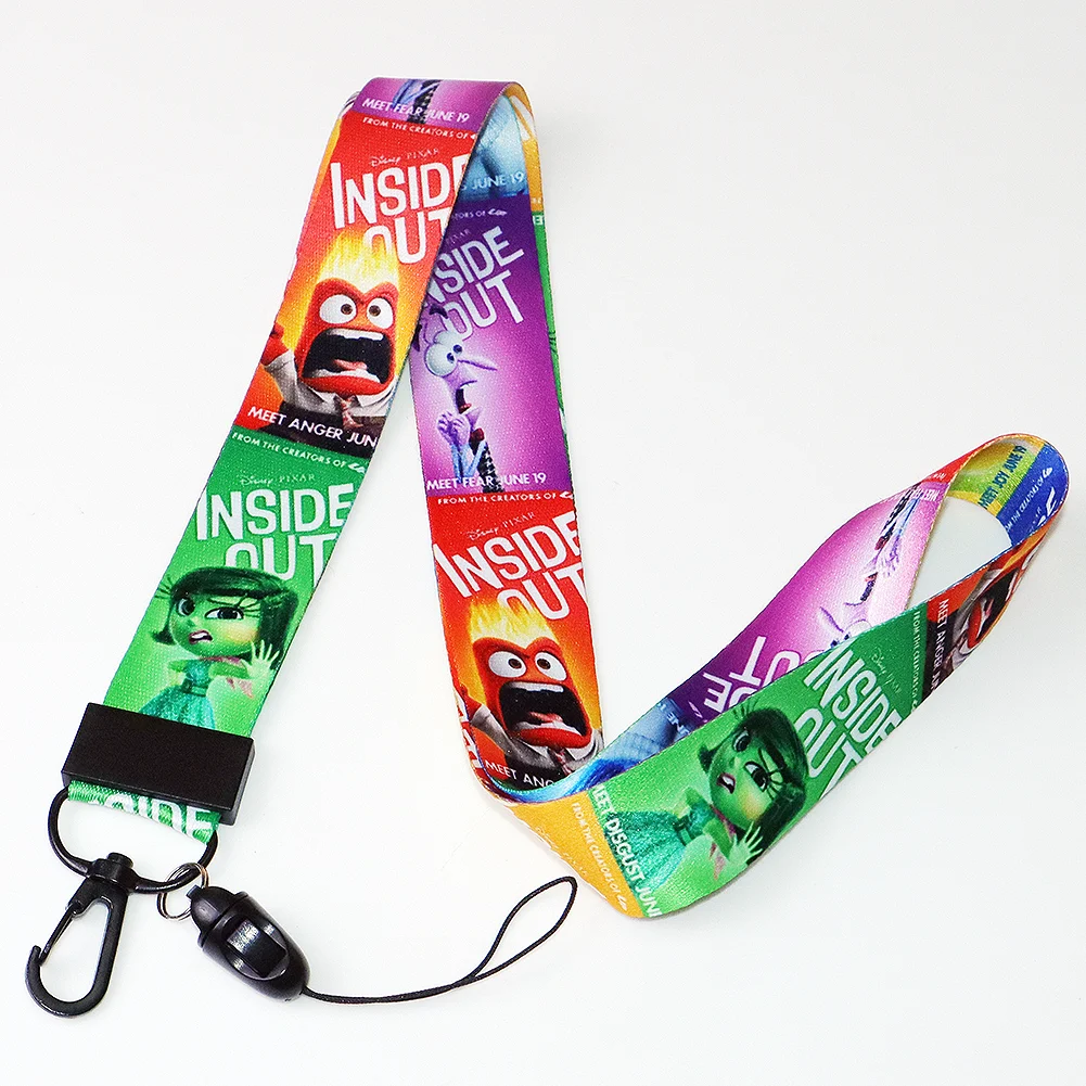 Hot Selling Disney Inside Out 2 Lanyard ID Card Holder Girls Badge Holders High Quality Neck Strap with Keychain Phone Rope