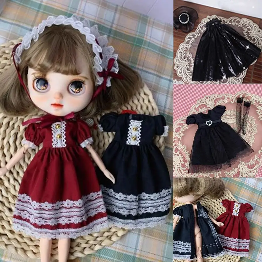 Handmade Lace Dresses Skirt Casual with Headband Strapless Shiny Skirt DIY Accessories Fashion for 1/6 BJD 30cm Dolls