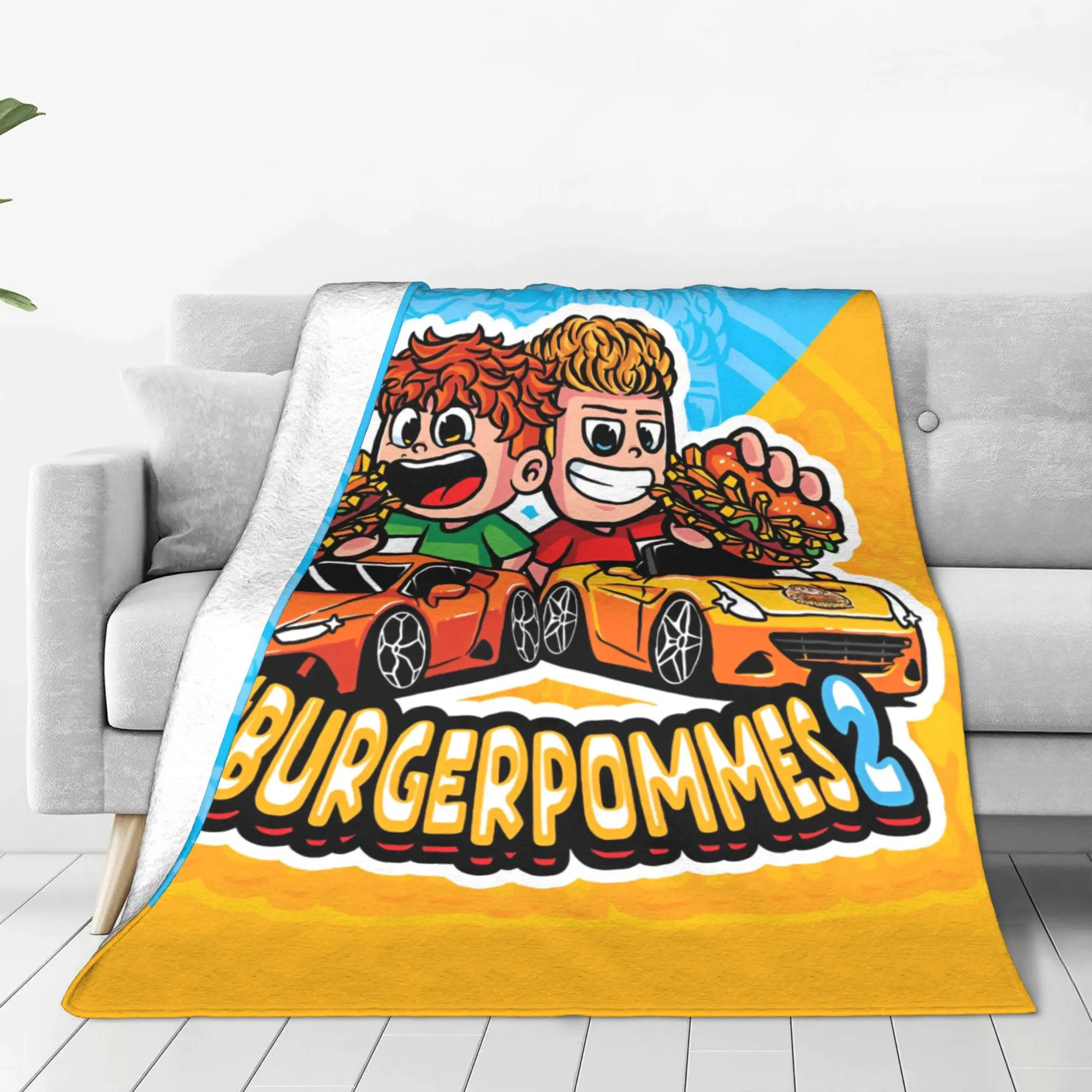 LukasBS Burgerpommes Cartoon Blankets Flannel ICrimax Game Music Portable Super Warm Throw Blanket for Home Outdoor Bedspread