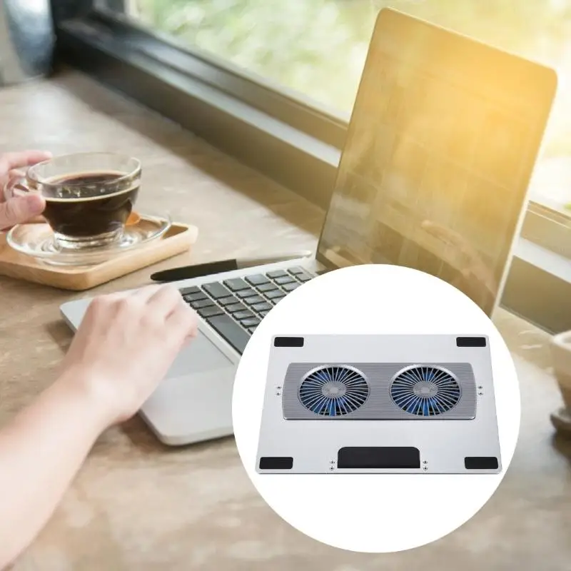 Adjustable Cooling Stand For Notebook Foldable Design Metal Surfaces Quiet Fan F19E