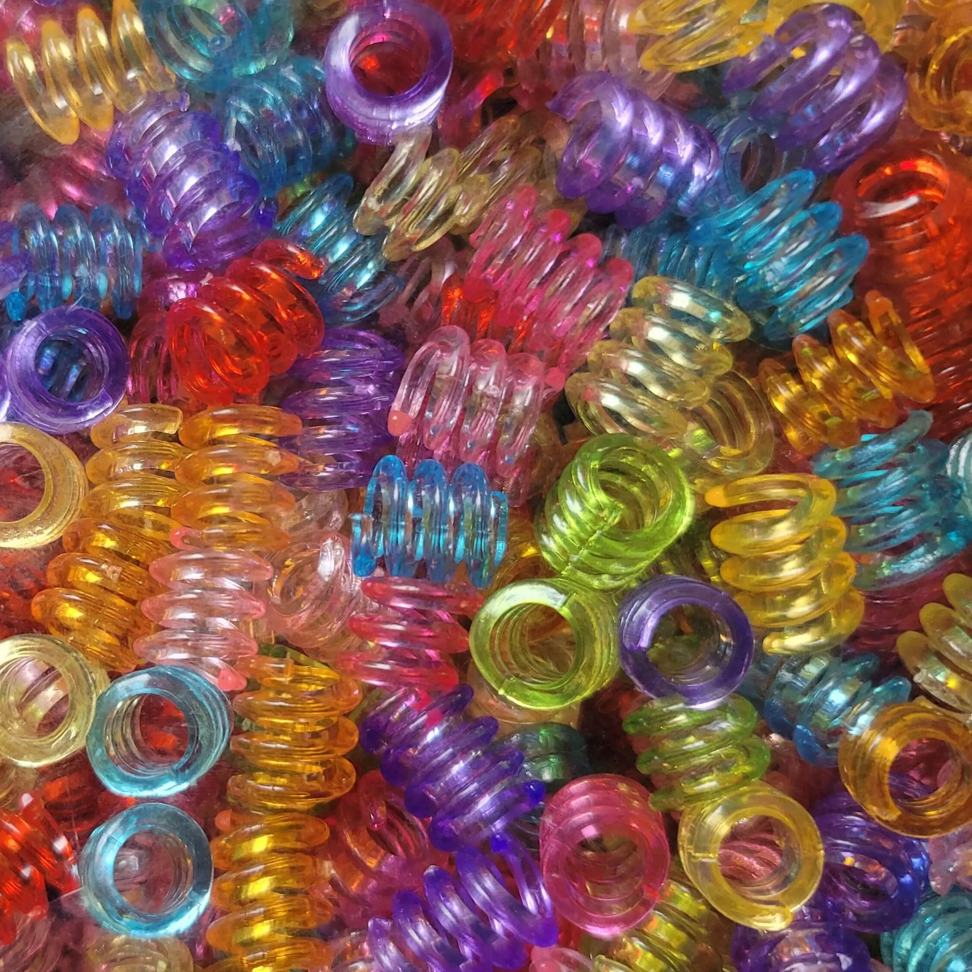 50 Mixed Color Acrylic Spring Dreadlock Ring Hair Pony Beads 15mm With Big Hole - view 3
