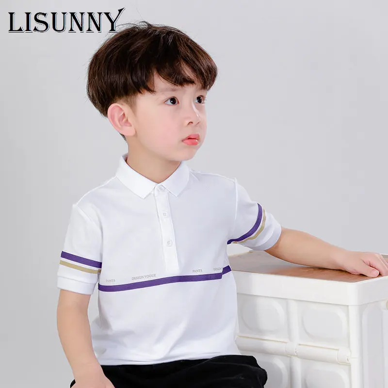 

T-Shirts for Boys 2023 Summer New Polo Tops Kids Clothes Children Fashion Short Sleeve Cotton Tee Shirt 3T-12T Turn-down Collar