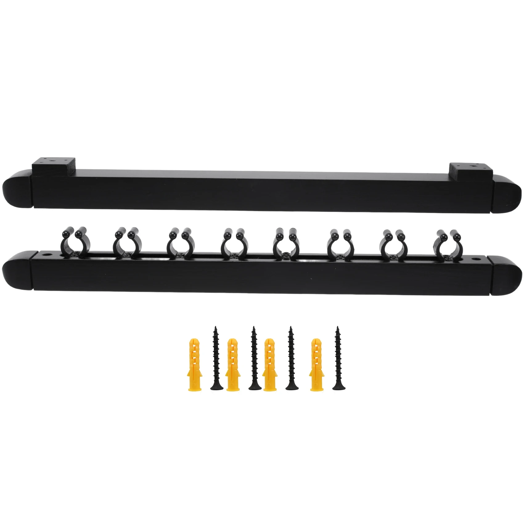 Upgrade Wall Mounted Hardwood Billiard Cue Rack Pool Cue Rack 8 Clips Billiard Holder Bracket Accessories Black