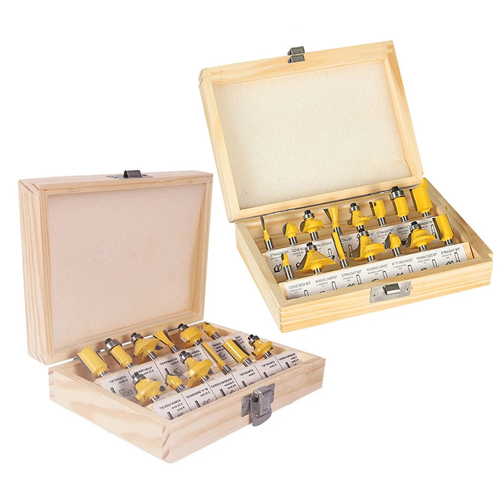 High Performance Engraving Machine Trimming Set with Yellow Woodworking Milling Cutters 8MM Handle Yellow Color