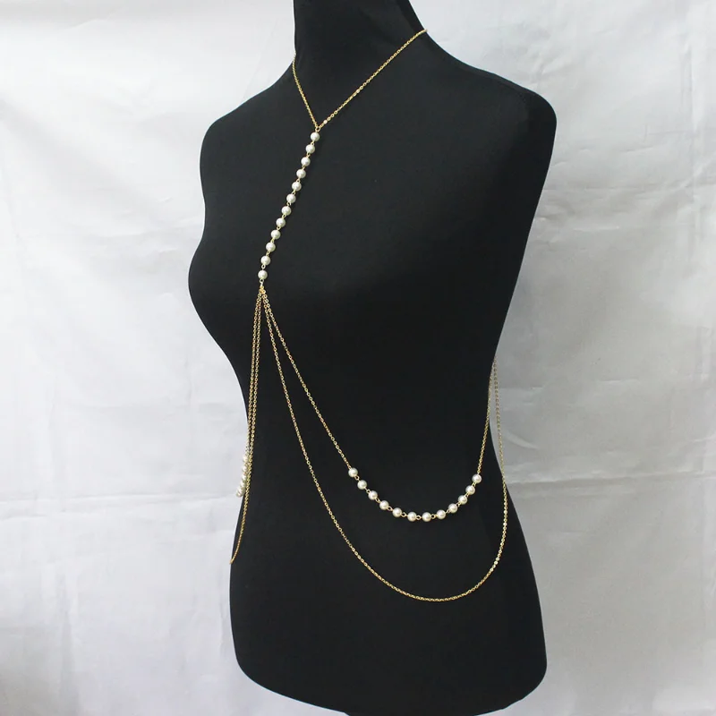 Fashion Pearl Multi-layer Body Chain Waist Chain Sexy Bikini Accessory For Women Jewelry Korean Simple Chest chain New 2023