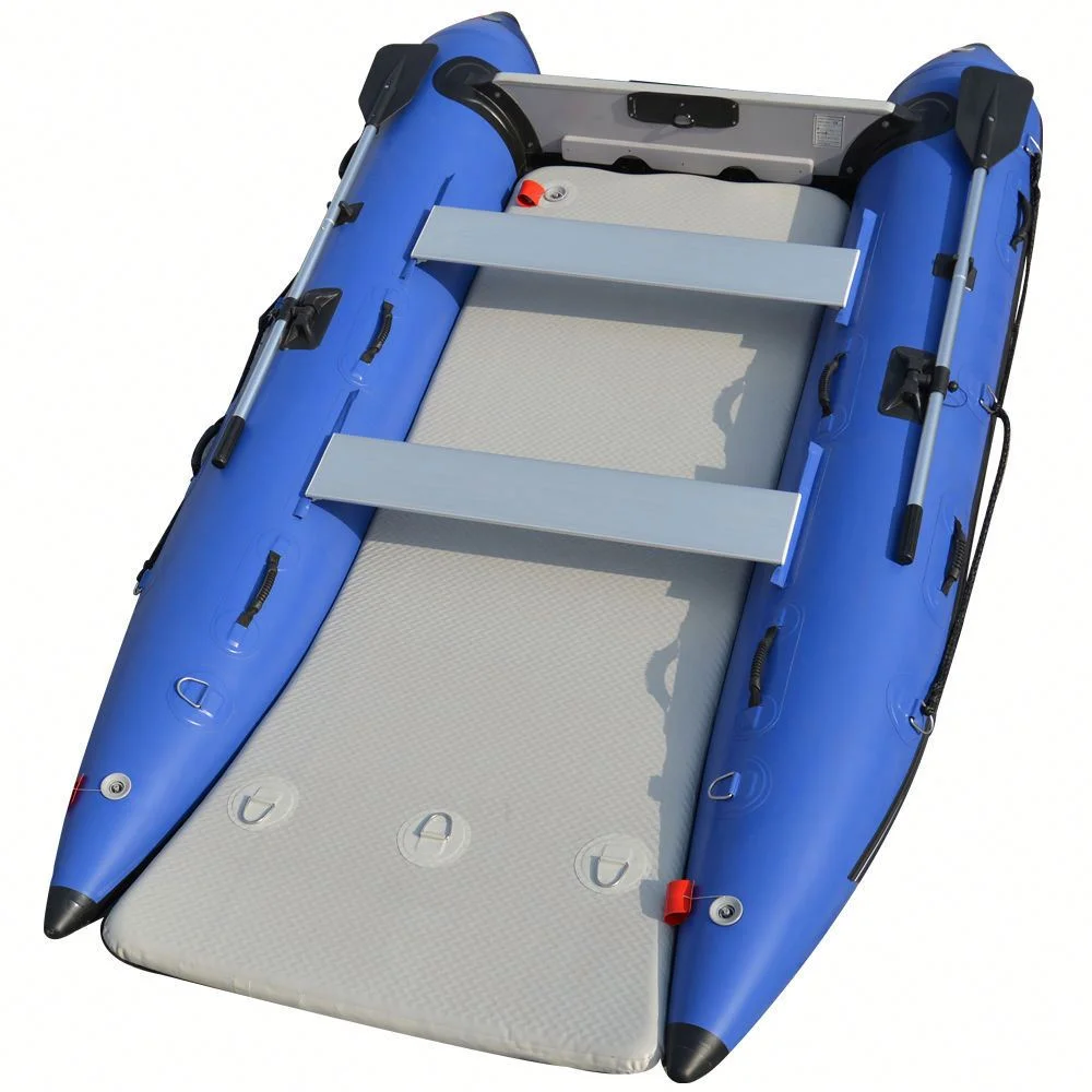 11.8ft Sport Catamaran Inflatable Boat Surfing Mini Power Yacht Folding Feature PVC Hypalon Material 1.2mm Thickness Lake Use