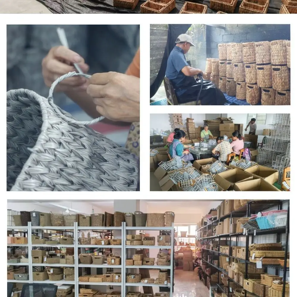 Handwoven Seagrass Storage Container Decorative Wicker Organizer For Stationery Cosmetics Books Household Sundries Box