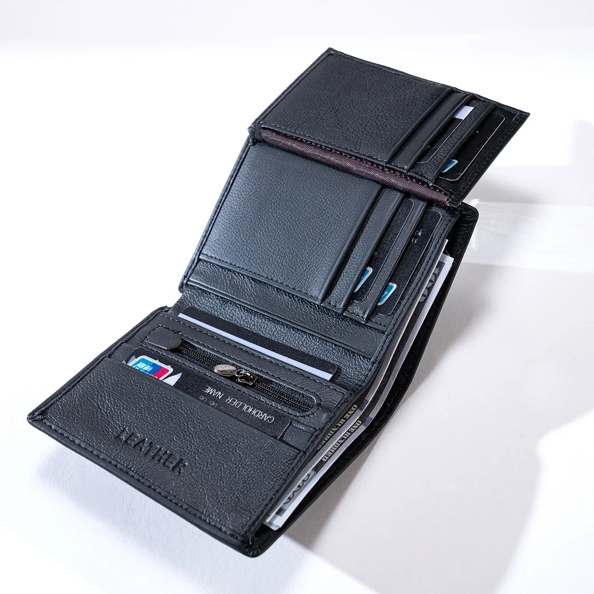 

Men's Genuine Leather Wallets Unisex Vintage Vertical Short Credit Card Holder Money Bag High Quality RFID Blocking Coin Purse