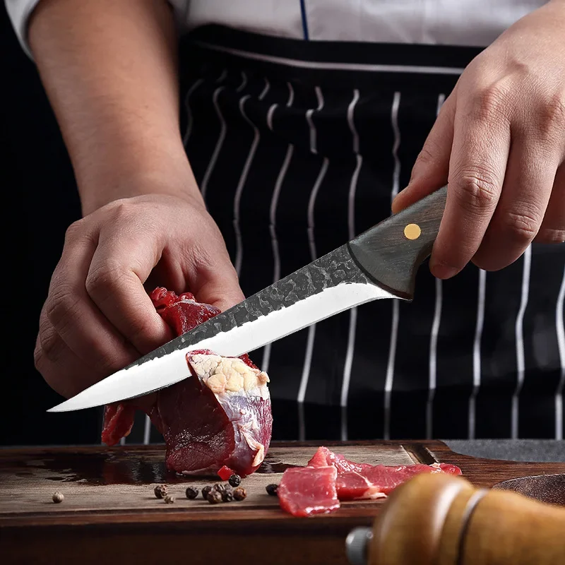 Coltello per disossare coltello per sfilettare di pesce mannaia tagliere di carne verdure coltello da cuoco manico in legno forgiato a mano coltelli