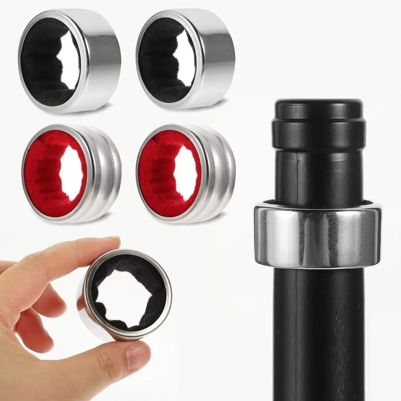 Stainless Steel Wine Bottle Collars Drip Ring Velvet Lined Anti-overflow Wine Drip Catcher for Home Bar Restaurant Outdoor Party